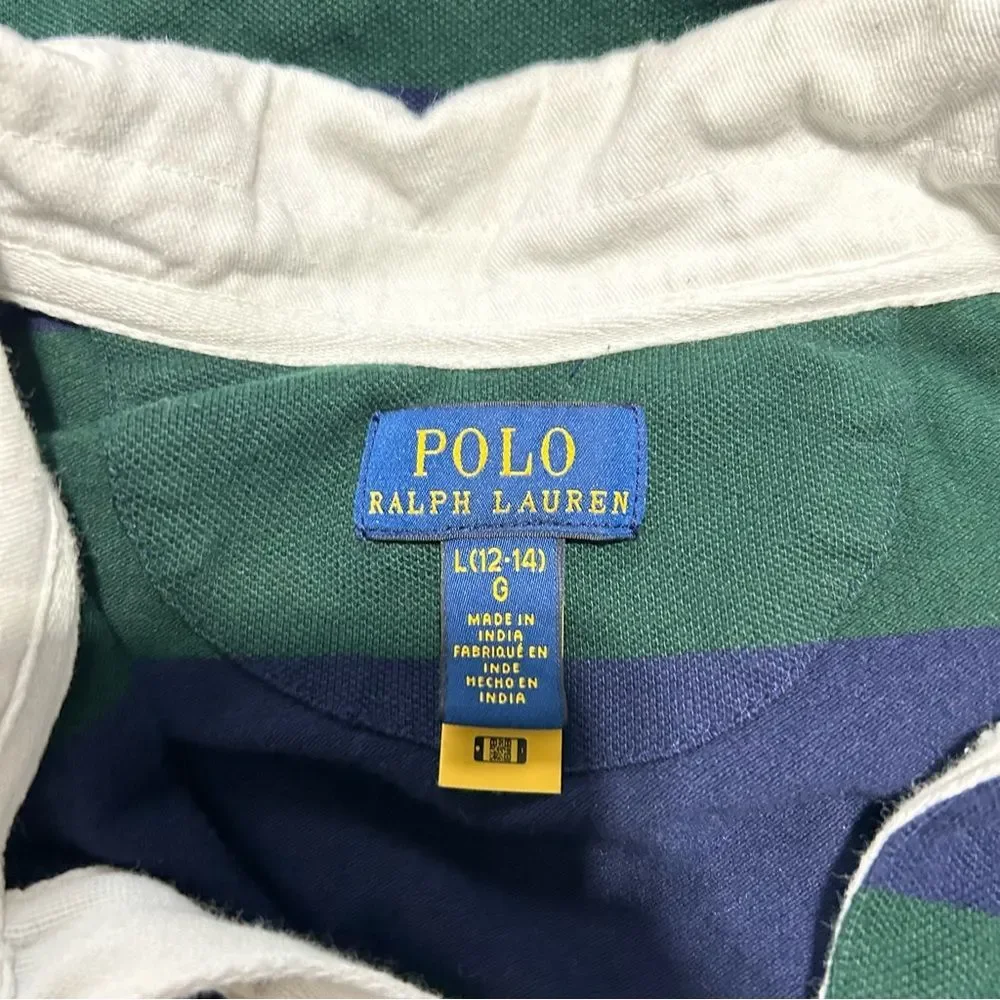 Polo Ralph Lauren Girl's Striped Stretch Mesh Rugby Dress Large Preppy Academia